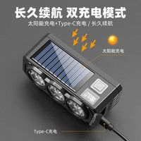 High Brightness Bicycle Front Light, Rotating ABS, 15 LEDs, High/Low Beam with Horn