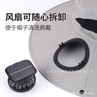 MAKE MY WAY Solar-Powered Fan Hat with Wire-Reinforced Brim, Men's Fishing Sun Hat