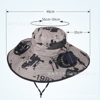 MAKE MY WAY Solar-Powered Fan Hat with Wire-Reinforced Brim, Men's Fishing Sun Hat