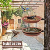 Hanging Bird Feeder and Bath Tray Set with Birdhouse, Garden Outdoor