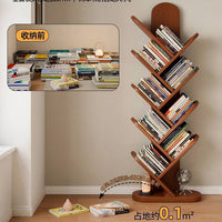Solid Wood Tree-Shaped Bookshelf for Living Room