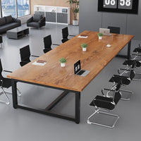 Simple Modern Rectangular Office Desk and Meeting Table with Wood Finish