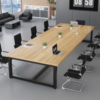 Simple Modern Rectangular Office Desk and Meeting Table with Wood Finish