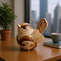Vintage Chinese-Inspired Bird Ornament Textured Finish Tabletop Bird Ornament