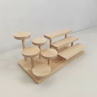 Tabletop Figurine Stand Tiered Wooden Display Rack Multifunctional Multi-Tier Display Shelf for Collectors, Desk Organization