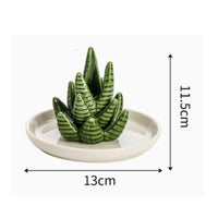 Ceramic Band Holder Botanical Shaped Ceramic Jewelry Tray Glazed Finish