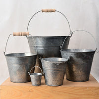Vintage Iron Bucket Planter for Flowers and Storage