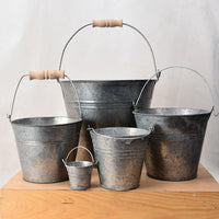 Vintage Iron Bucket Planter for Flowers and Storage