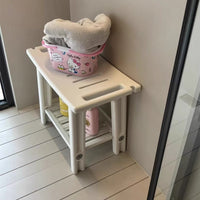 Non-Slip Plastic Shower Stool with Storage, Two-Tier Design for Bathroom Use