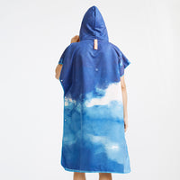 Printed Sleeveless Bathrobe for Men, Quick-Dry, Comfortable, Skin-Friendly, Convenient Bath Towel, Adult Beach Hooded Towel Cape
