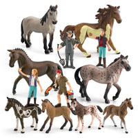 Wildlife Safari Horse Farm Model Set with Fence and Worker Figures
