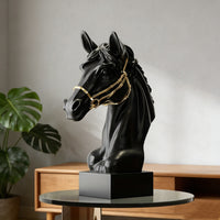 Lifelike Horse Head Sculpture Decorative Art Piece for Living Room, Office, or Display Cabinet