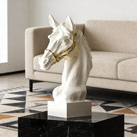 Lifelike Horse Head Sculpture Decorative Art Piece for Living Room, Office, or Display Cabinet