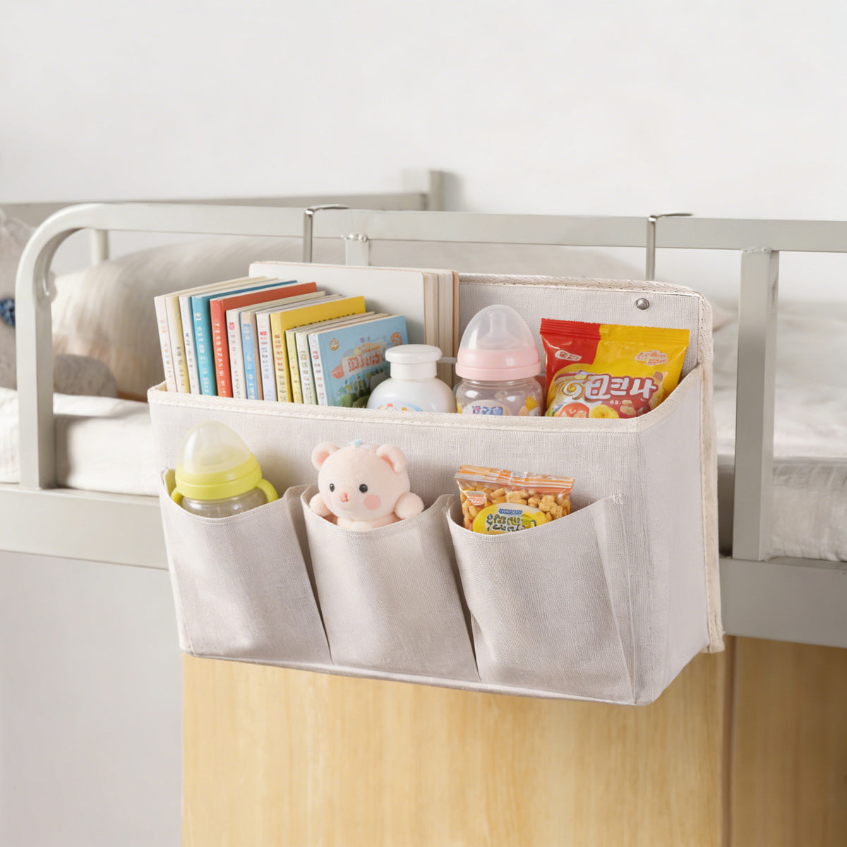 Bedside Storage Hanging Bag, Multi-layer Cloth Organizer, Wall-mounted, Dorm Use