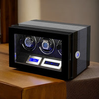 Wooden Watch Winder Box with LCD Touch Screen and Fingerprint Lock