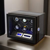 Wooden Watch Winder Box with LCD Touch Screen and Fingerprint Lock