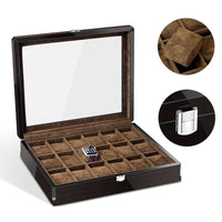 Wholesale 12-Slot Watch Box with High-Gloss Black Wood Grain