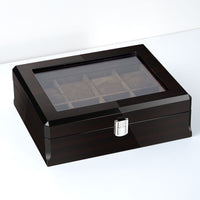Wholesale 12-Slot Watch Box with High-Gloss Black Wood Grain