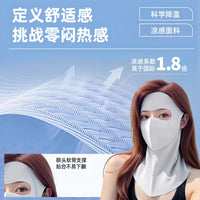 Summer Full Face Sun Protection Mask with Neck Cover, Facekini, Ice Silk, 3D, UV Protection