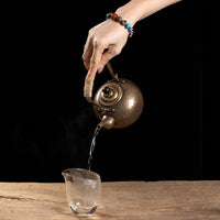 Hand-Hammered Copper Teapot with Antique Handle