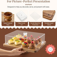 Acacia Wood Tall Cake Stand for Desserts and Party Decor