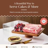 Acacia Wood Tall Cake Stand for Desserts and Party Decor