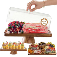 Acacia Wood Tall Cake Stand for Desserts and Party Decor