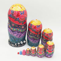 Ten-Layer Russian Style Wooden Matryoshka Doll Set for Children