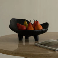 NRB Wabi-Sabi Style Black Ceramic Fruit Bowl Resin Storage Tray Vintage Art Decor