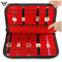 Portable 20-Slot Watch Storage Velvet Tray Bag and Display Case