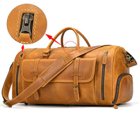 Cross-border European and American Crazy Horse Leather Travel Bag for Men, Genuine Leather Handbag, Shoulder and Crossbody Bag with Shoe Compartment, 