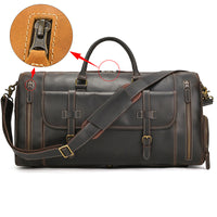 Cross-border European and American Crazy Horse Leather Travel Bag for Men, Genuine Leather Handbag, Shoulder and Crossbody Bag with Shoe Compartment, 