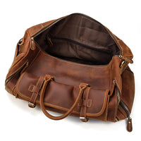 Cross-border European and American Crazy Horse Leather Travel Bag for Men, Genuine Leather Handbag, Shoulder and Crossbody Bag with Shoe Compartment, 