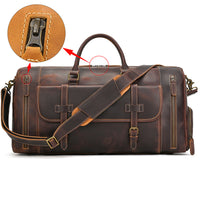 Cross-border European and American Crazy Horse Leather Travel Bag for Men, Genuine Leather Handbag, Shoulder and Crossbody Bag with Shoe Compartment, 