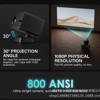 P50 1080p Home Projector with Android 14, Wireless Screen Casting, Auto Focus, 800 Lumens, 150-inch Display, US Plug