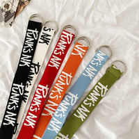 Canvas Belt for Women and Men - Casual, Letter Design, Double Ring Buckle