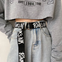 Canvas Belt for Women and Men - Casual, Letter Design, Double Ring Buckle