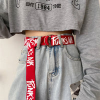 Canvas Belt for Women and Men - Casual, Letter Design, Double Ring Buckle