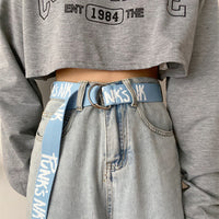 Canvas Belt for Women and Men - Casual, Letter Design, Double Ring Buckle
