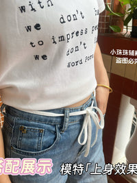 Knitted Cotton Fabric Dress Waist Belt 0.8cm Wide Black and White Soft Simple Tie Neck Cotton Linen