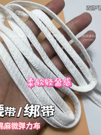 Knitted Cotton Fabric Dress Waist Belt 0.8cm Wide Black and White Soft Simple Tie Neck Cotton Linen
