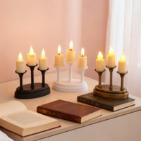 Nordic Ins Style Vintage Three-Head Electronic Candle Holder, PP, Injection Molded