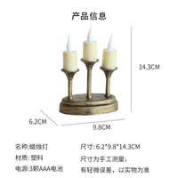 Nordic Ins Style Vintage Three-Head Electronic Candle Holder, PP, Injection Molded
