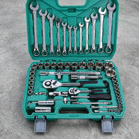 Automotive Tool Kit Chrome-Finished Car Repair Tool Set Portable Socket Wrench Kit with Case for Home Mechanics, Mechanics, Roadside Emergency, Garage