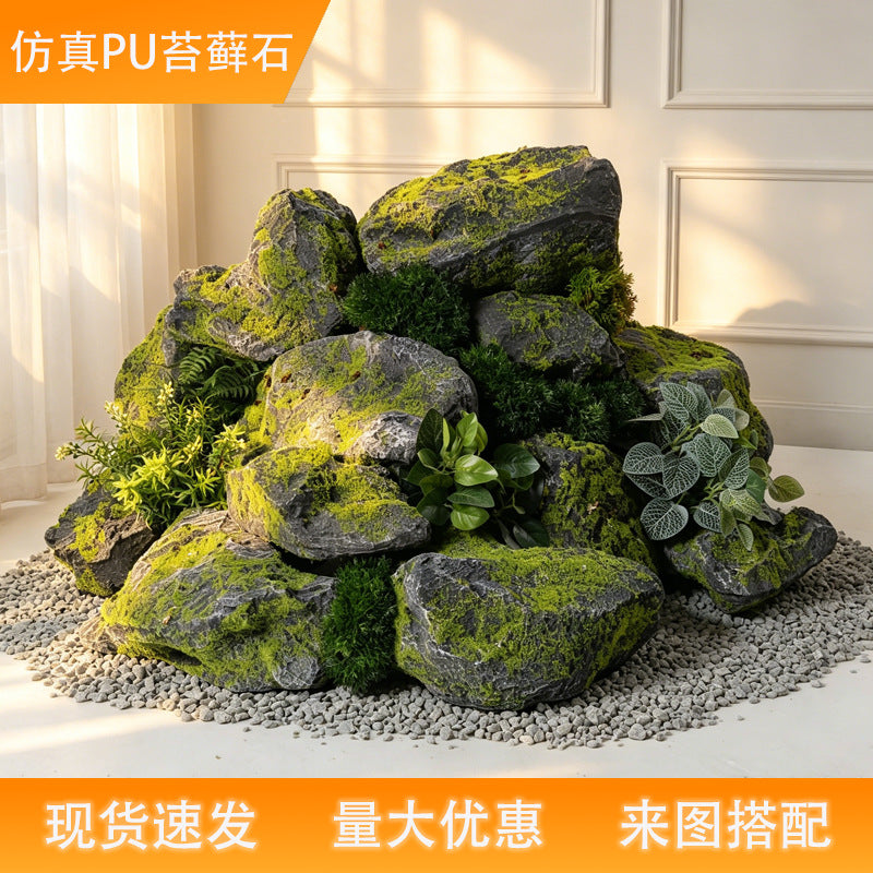 Simulated PU Moss Stone Decorative Rock for Indoor and Outdoor Landscaping