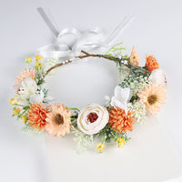 Forest Fairy Bride Flower Crown Headband, Handwoven, Glass Rhinestones