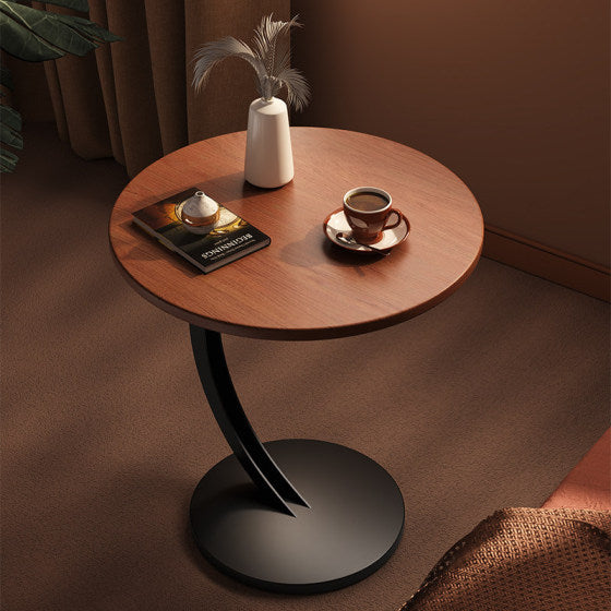 Round Side Table with Storage, Metal Frame, for Office or Living Room