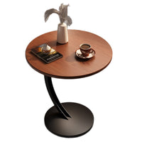 Round Side Table with Storage, Metal Frame, for Office or Living Room