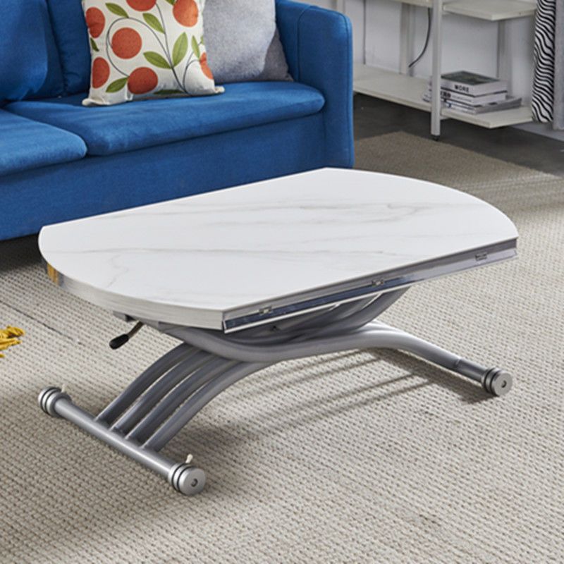 Round Lift-Top Coffee Table with Sintered Stone Top and Storage