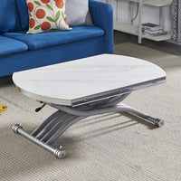 Round Lift-Top Coffee Table with Sintered Stone Top and Storage